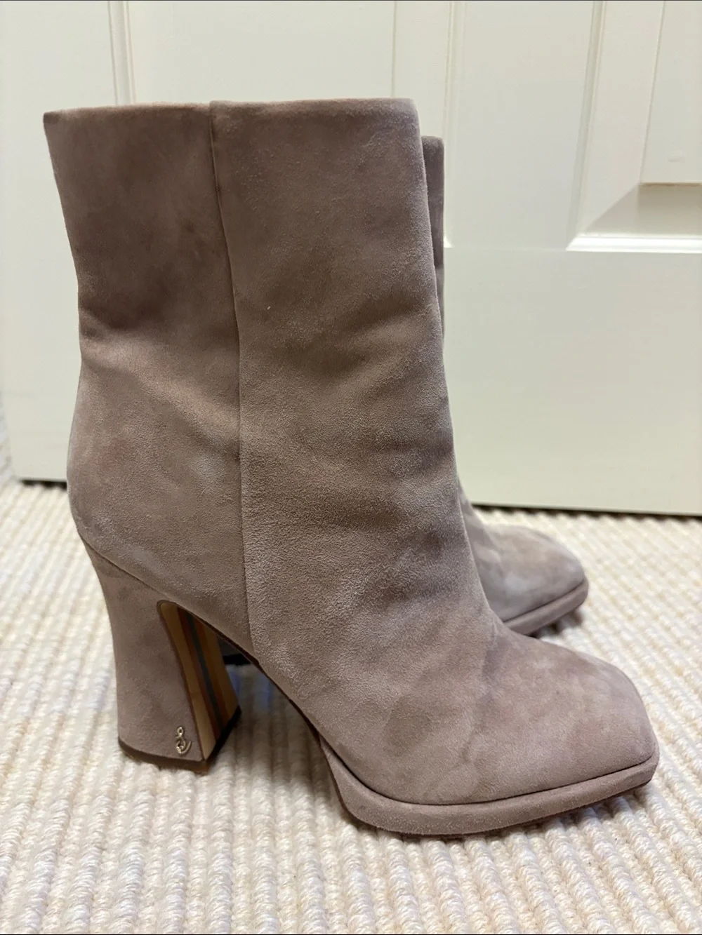 Sam Edelman Taupe Suede Ankle Boots - Slim Zip Design